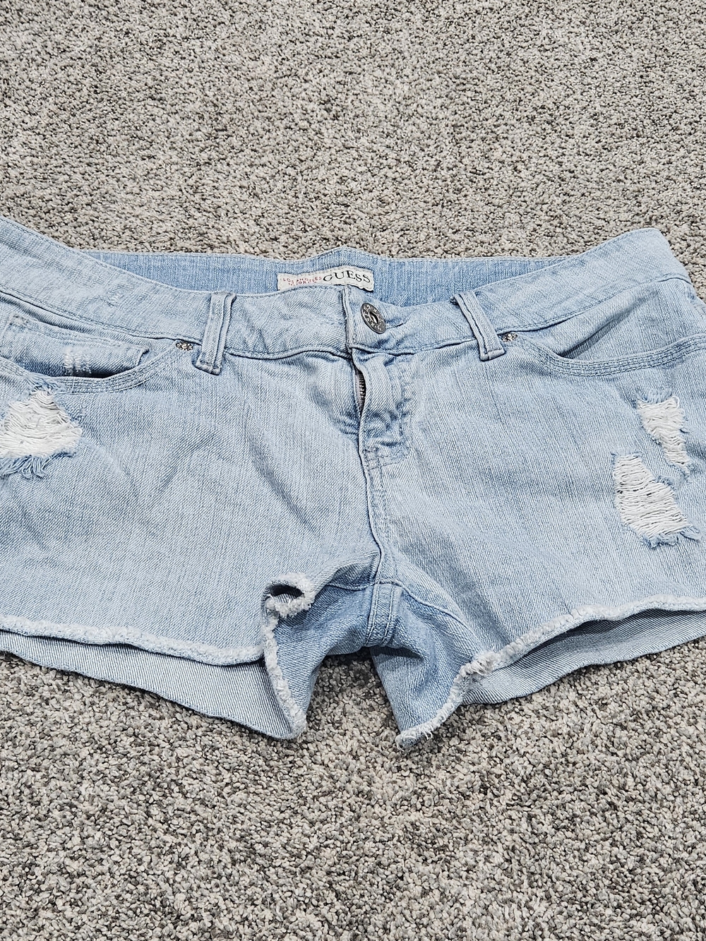 GUESS Light Wash Distressed Denim Shorts